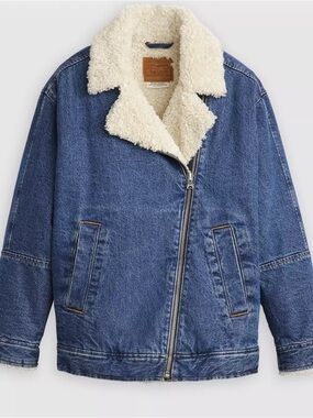 Levi's Blue Denim Jacket with Cream Sherpa Collar